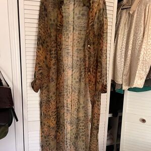 Sheer Animal Print Long Duster